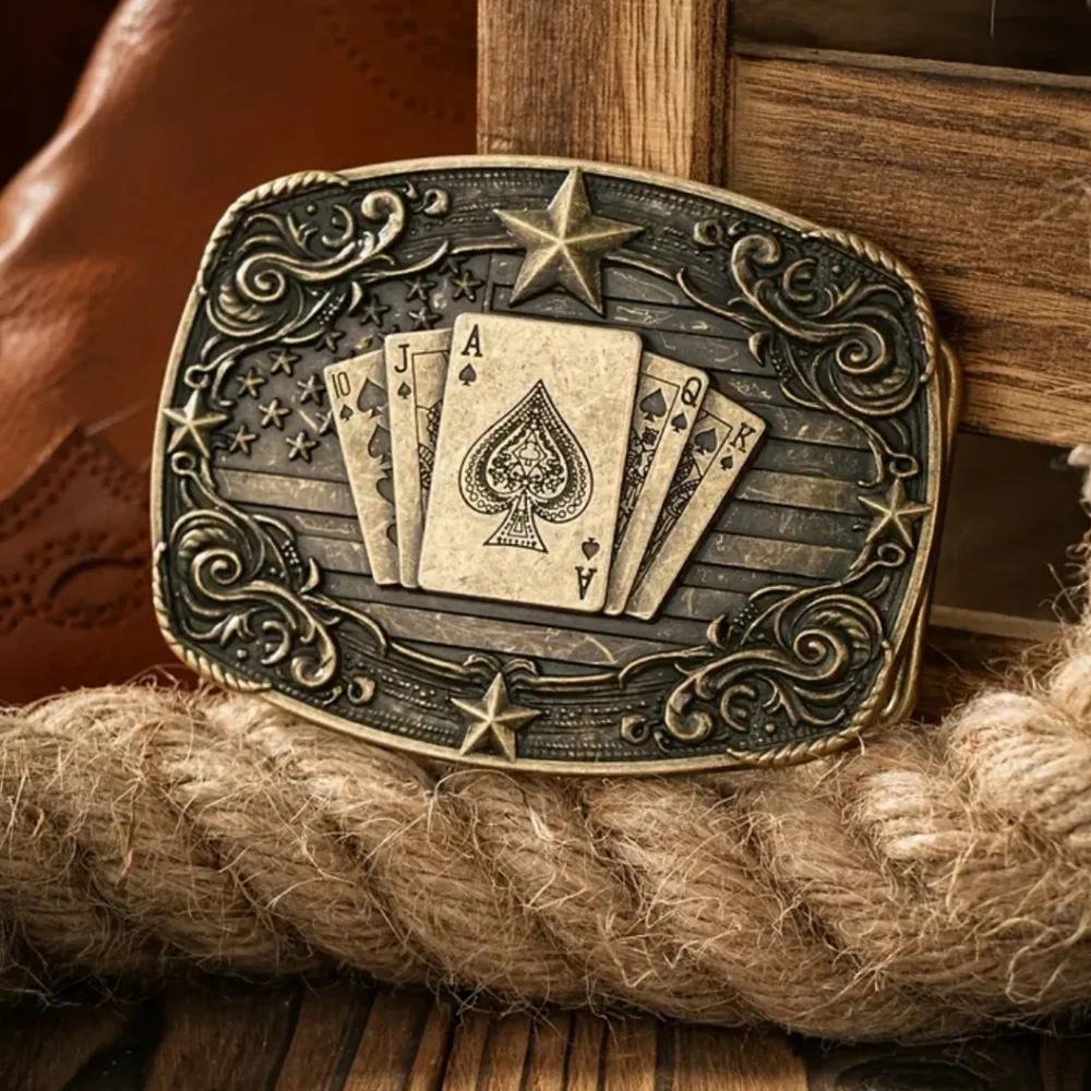 New Mens Western Cowboy Poker Belt Buckle